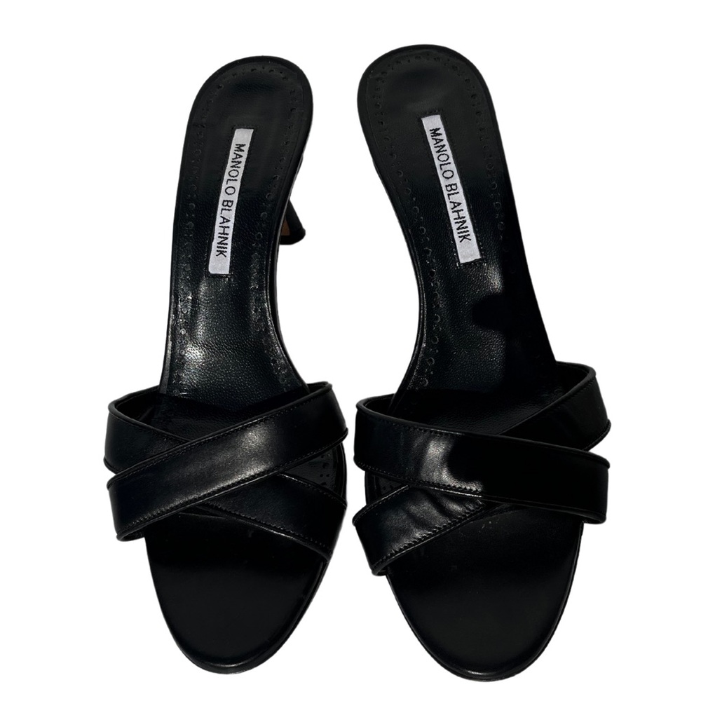 Women’s Manolo Blahnik Lasistalo Leather Mules Black Size 39